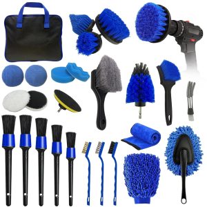 26PCS Car Detailing Kit, Car Detailing Brush Set, Car Cleaning Kit, Auto Detailing Tools for Interior Exterior Wheels, Professional Car Wash Accessories with Windshield Cleaning Tool and Storage Bag