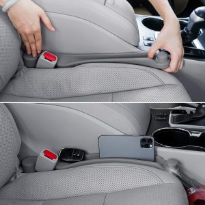 Givifive Car Seat Gap Filler 2Pack 3IN1 Organizer with Storage Slot & Hook | Soft Foam Seat Side Gap Filler Universal Fit Car SUV Truck Fill Gap Between Seats & Console Plug Stop Falling (Standard Gray)