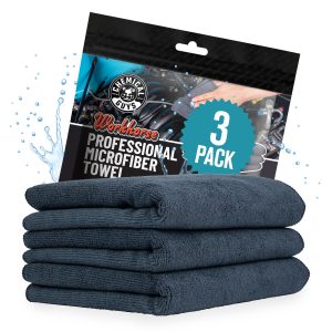 Chemical Guys, Workhorse Plush Microfiber Towels, 16 x 16 in, Black, 3 Pack | Plush, scratch-free black towels for washing, drying and detailing cars, home and pets, durable and reusable