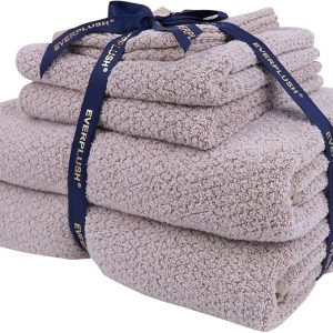 Everplush Diamond Collection 6-Piece Bath Sheet Towel Set, Soft Plush Jacquard Luxury Bath Towels,Highly Absorbent & Fast-Drying Luxury Towels Sets for Bathroom,Shower, or Spa(Brown, Bath Sheet 6PK)