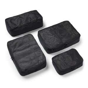 July Packing Cells, 4 Set Packing Cubes, Luggage Organizer Bags, Charcoal | 3 Sizes Included (S, M, 2 x L), Stain-Proof, Washable, Suitcase Organizer for Travel, Road Trip & Camping