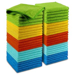 AIDEA Microfiber Cleaning Cloth-50PK, Microfiber Towels for Cars, 12×12" | Premium Wash Cloths, Dusting Cloth Cleaning Rags, Absorbent Towels for SUVs, House, Kitchen, Window, Cleaning Supplies