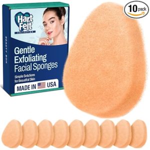 HartFelt [10 Pack] Gentle Exfoliating Facial Sponge for Face - Daily Cleansing Scrubber - Buf Dirt Away with Puf styled Reusable Face Pads for Removing Makeup, Dirt, and Dead Skin