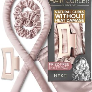 NYK1 Comfortable Heatless Curler Set For Effortless Curls & Waves | 5pc Set | Heatless Hair Curler for Overnight Curls on All Hair Types & Lengths - 40" Curling Rods for Volumizing, Heat-Free Styling