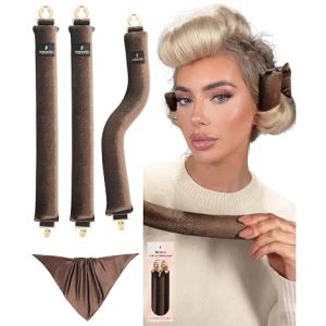 YOSHUYUKI Velvet Heatless Curls Overnight Flexible Curling Rods Heatless Curlers No Heat Damage Foam Hair Rollers for Short Long Hair to Sleep in with Triangular Satin Scarf