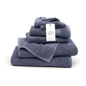 BOLL & BRANCH Plush Bath Towel Set, 6 Pieces, Mineral | 2 Bath Towels, 2 Hand Towels & 2 Washcloths - 100% Organic Cotton - Ultra Soft & Luxurious - Quick Absorbing