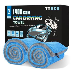 TTRCB 2 Pack Car Drying Towels (48" x 24"), Extra Large Microfiber Towels for Cars, 1400 GSM Ultra-Absorbent, Streak Free, Double Twisted-Loop Drying Towels Car Detailing for SUV, RV, Trucks