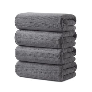 ecolook Microfiber Bath Towels Set of 4, 31 x 63 Inch Extra Large Bath Towel Set, Super Soft & Highly Absorbent, Quick Dry Lightweight Towels for Bathroom, Gym, Spa, Pool & Travel, Gray
