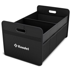 K KNODEL Foldable Trunk Storage Organizer for Car and Suv (Medium, Black) | Collapsible Car Storage Organizer, Car Organizers and Storage for Sedan, Cargo Organizer, Car Bin, Basket,Bag, Organization