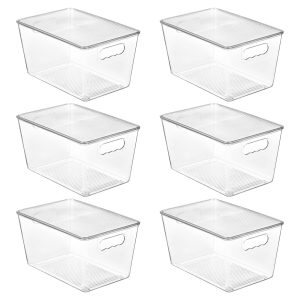 Vtopmart 6 Pack Clear Stackable Storage Bins with Lids and Handles, Large | BPA-free Plastic, Organize Vertically, For Pantry Kitchen Fridge Cabinet Closet Bathroom, Built to Last, Easy to Move