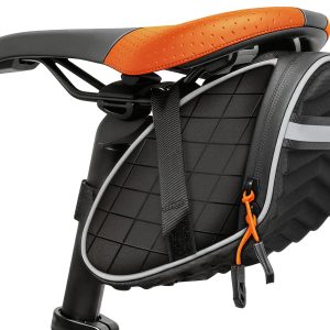 Bike Bag,Bicycle Saddle Bag,Under Seat 3D Shell Cycling Seat Bag for Mountain Road Bikes with Waterproof Zippers Black