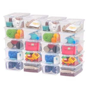 IRIS USA 20-Pack 6 Qt Storage Bins with Lids, Clear, Stackable | Ideal for shoes, crafts, office supplies and pantry items, nestable design, transparent design makes contents easy to find