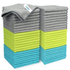 AIDEA Microfiber Cleaning Cloth-50PK, Microfiber Towels for Cars 12"x12" | Soft Absorbent Cleaning Rags, Reusable Microfiber Towel Lint-Free Streak-Free for House, Kitchen, Window Multicolor