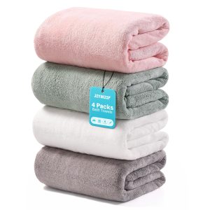 JOYMOOP Microfiber Bath Towels 4 Packs Extra Large 30" x 60", Mixed Color | Quick-drying & Highly Absorbent | Soft & Lighter Weight Bath Towels| Durable & Resistant to Deformation | Ideal for Bathroom