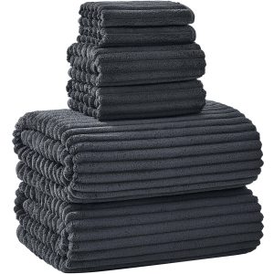 6 PC Bath Towel Set, 40"x80" Oversized Bath Sheets, Charcoal Gray | Microfiber, Quick Dry, Highly Absorbent, Towels for Bathroom, 2 Extra Large Bath Towels, 2 Soft Hand Towels, 2 Washcloths